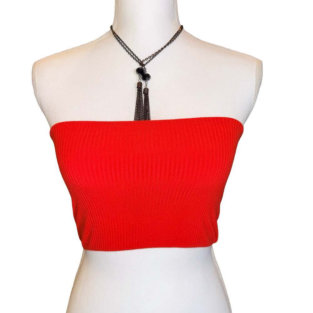 Topshop Red Ribbed Tube Top Size US 2